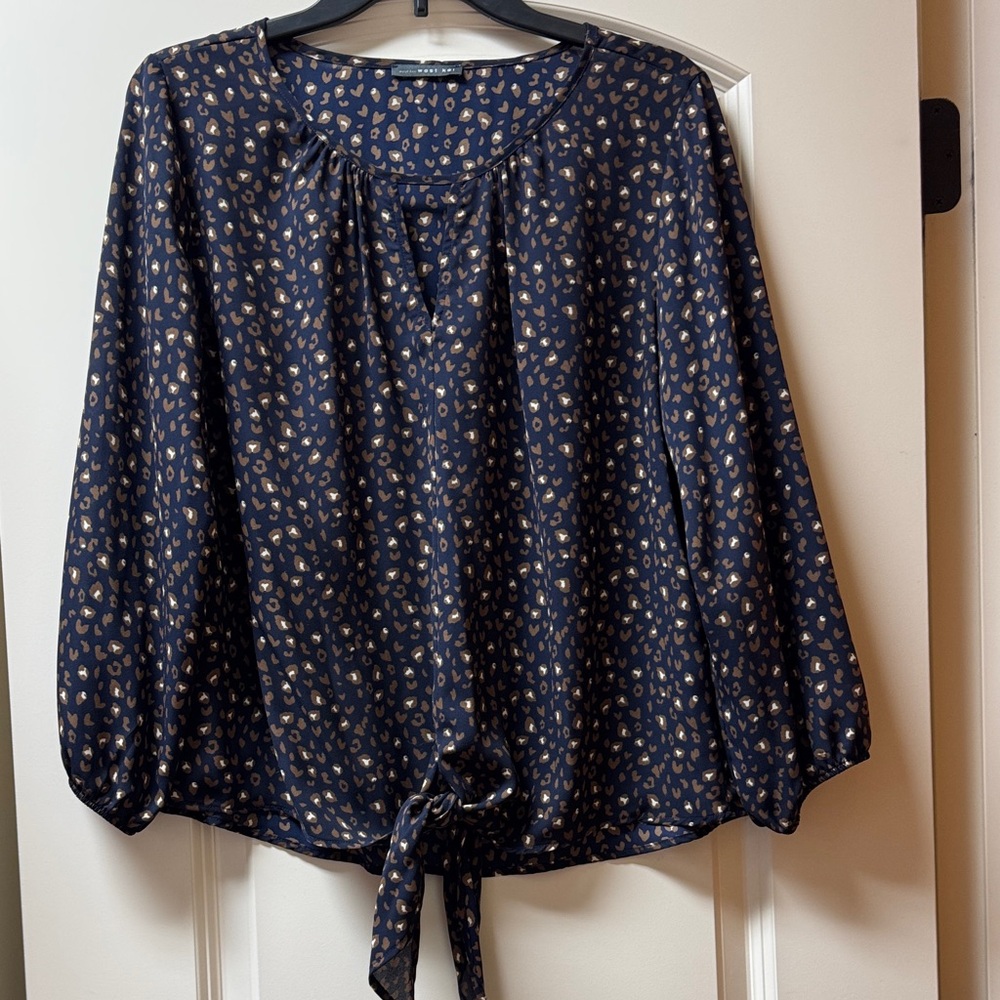 Navy Blue Printed Women's Top
